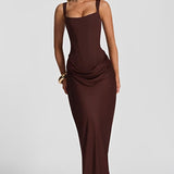 Strappy corset maxi dress detail