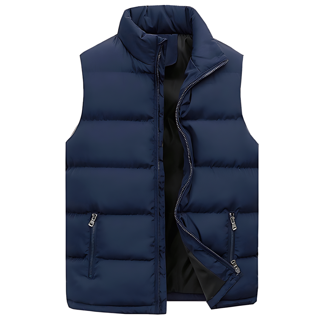 Roderick - Men's Lightweight Padded Gilet with Stand Collar - Blue