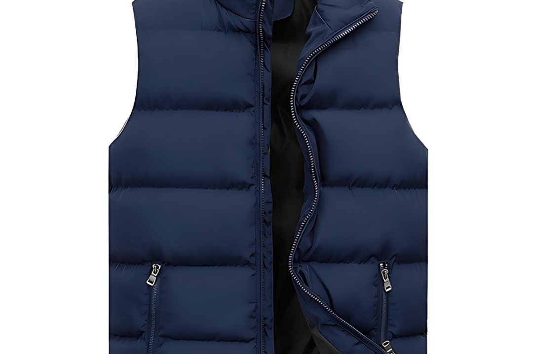 Roderick - Men's Lightweight Padded Gilet with Stand Collar - Blue