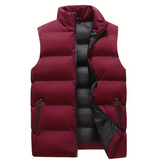 Roderick - Men's Lightweight Padded Gilet with Stand Collar - Red