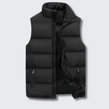 Roderick - Men's Lightweight Padded Gilet with Stand Collar - Black