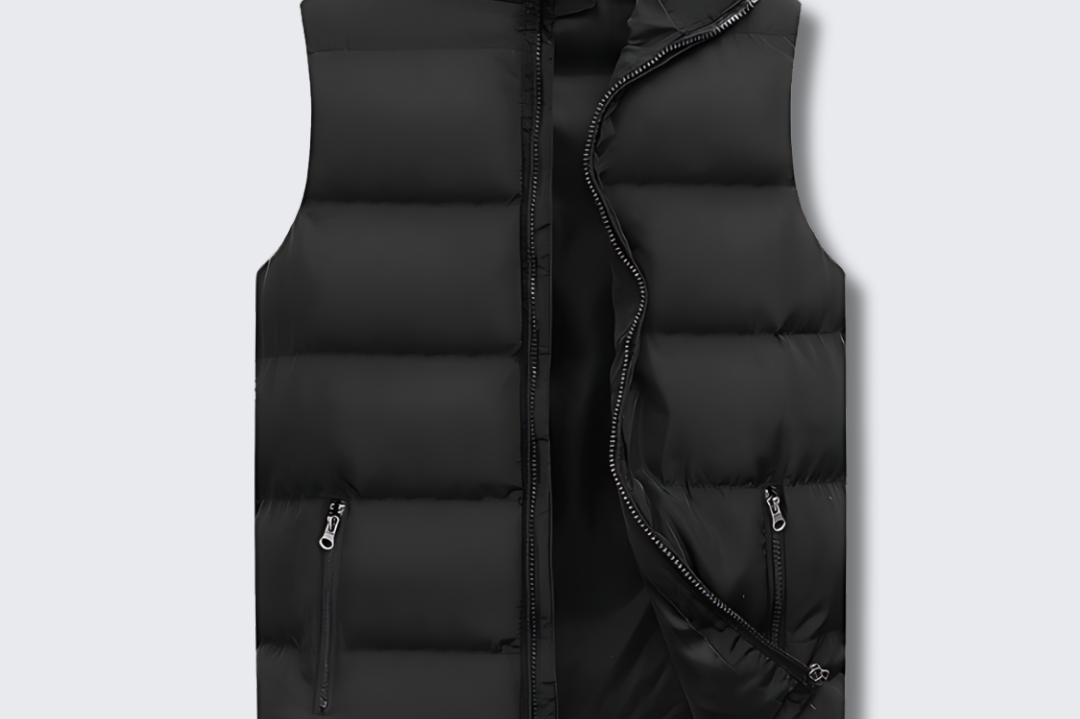 Roderick - Men's Lightweight Padded Gilet with Stand Collar - Black