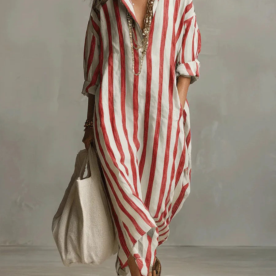 Striped Maxi Shirt Dress | Women's Long Sleeve Style