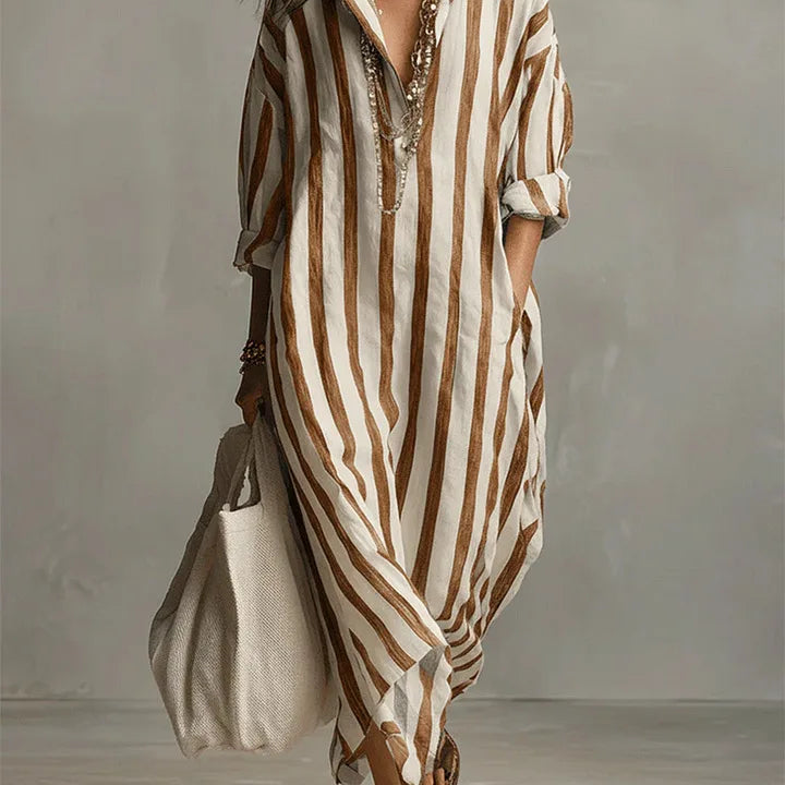 Striped Maxi Shirt Dress | Women's Long Sleeve Style