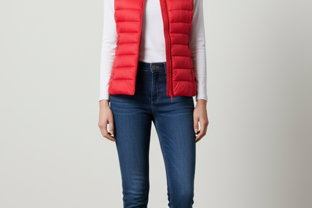Rowenna - Women's Lightweight Quilted Puffer Gilet with Collar - Red