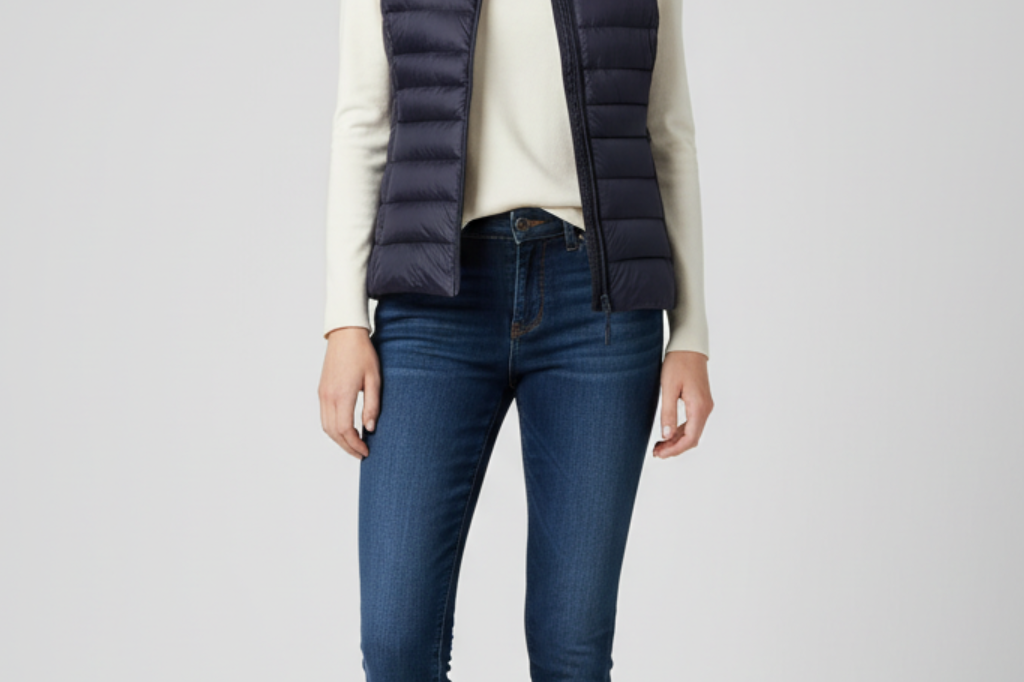Rowenna - Women's Lightweight Quilted Puffer Gilet with Collar - Black