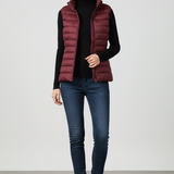 Rowenna - Women's Lightweight Quilted Puffer Gilet with Collar - Wine Red