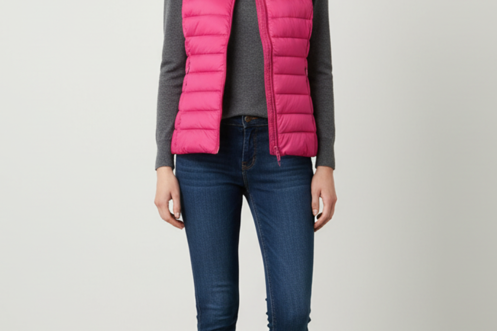 Rowenna - Women's Lightweight Quilted Puffer Gilet with Collar - Rose Red