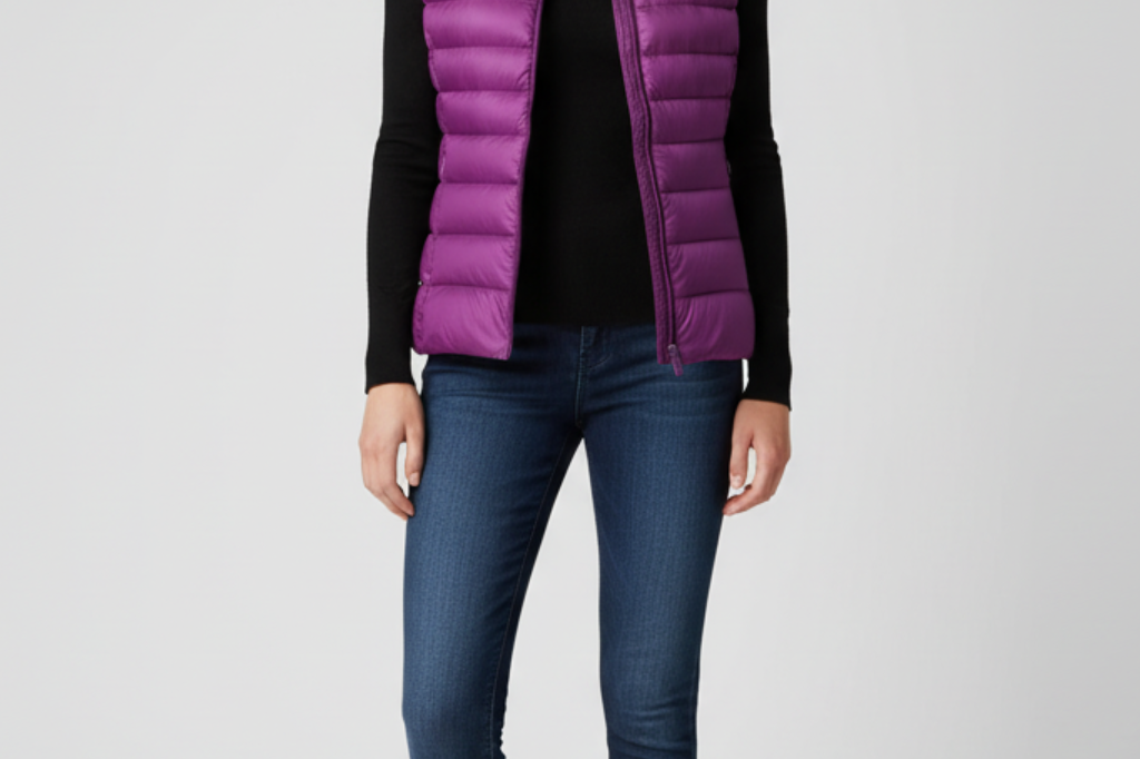 Rowenna - Women's Lightweight Quilted Puffer Gilet with Collar - Purple