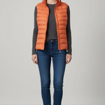 Rowenna - Women's Lightweight Quilted Puffer Gilet with Collar - Orange