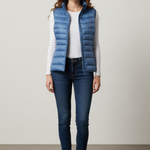 Rowenna - Women's Lightweight Quilted Puffer Gilet with Collar - Blue