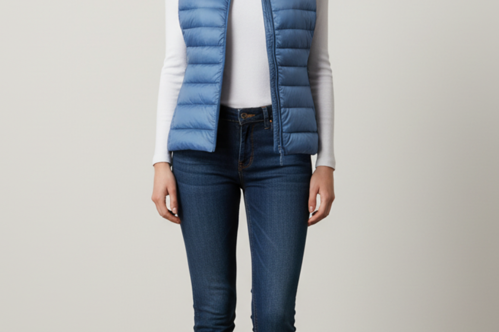 Rowenna - Women's Lightweight Quilted Puffer Gilet with Collar - Blue