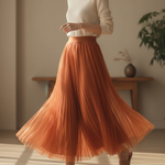 Rozalie - Women's High-Waisted Pleated Midi Skirt