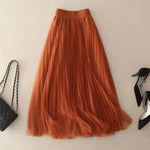 Rozalie - Women's High-Waisted Pleated Midi Skirt - Rusty Brown