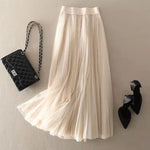 Rozalie - Women's High-Waisted Pleated Midi Skirt - White