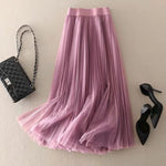 Rozalie - Women's High-Waisted Pleated Midi Skirt - Pink