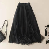 Rozalie - Women's High-Waisted Pleated Midi Skirt - Black