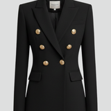 Saffi - Women's Double-Breasted Blazer with Gold-Tone Buttons
