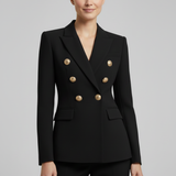 Saffi - Women's Double-Breasted Blazer with Gold-Tone Buttons