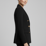 Saffi - Women's Double-Breasted Blazer with Gold-Tone Buttons
