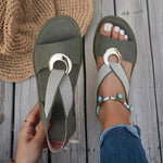 Green buckle sandals
