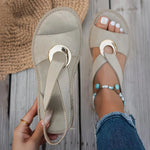 Beige buckle sandals
