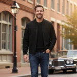 Scott - Men's Suede-Look Bomber Jacket with Ribbed Trims