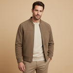 Scott - Men's Suede-Look Bomber Jacket with Ribbed Trims