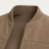 Scott - Men's Suede-Look Bomber Jacket with Ribbed Trims