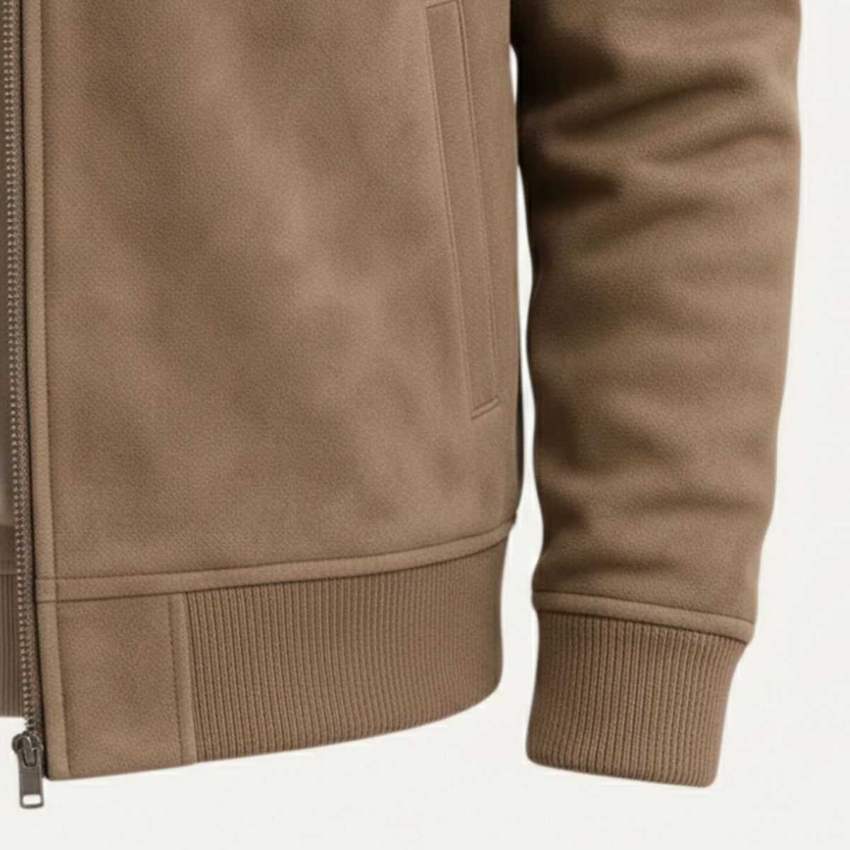 Scott - Men's Suede-Look Bomber Jacket with Ribbed Trims