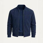 Scott - Men's Suede-Look Bomber Jacket with Ribbed Trims - Blue