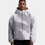 Sebastian - Men's Hooded Zip-Up Colour-Block Jacket - Grey