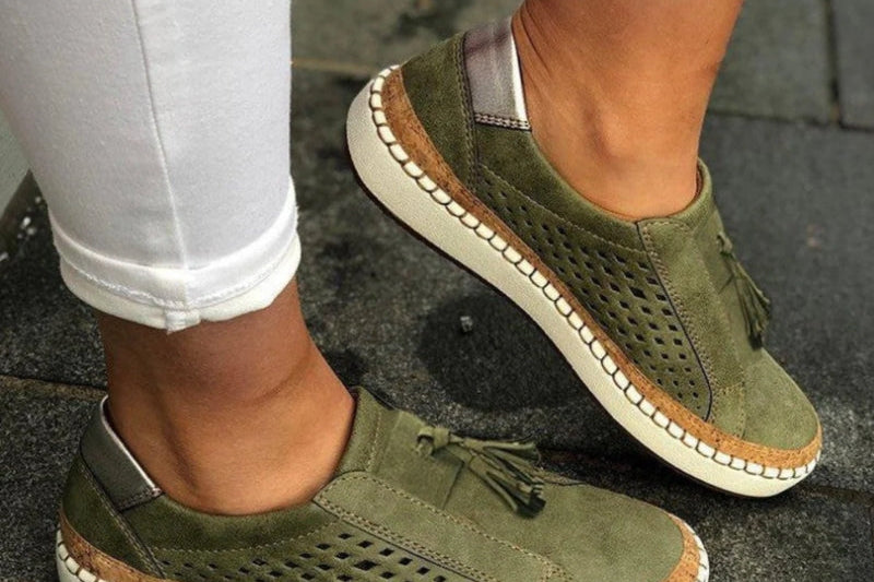 Selby - Women's Cushioned Knit Slip-On Shoes with Grip Sole - Green