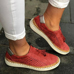 Selby - Women's Cushioned Knit Slip-On Shoes with Grip Sole - Red