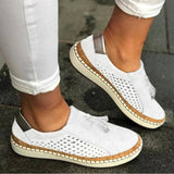 Selby - Women's Cushioned Knit Slip-On Shoes with Grip Sole - White
