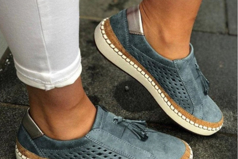 Selby - Women's Cushioned Knit Slip-On Shoes with Grip Sole - Navy