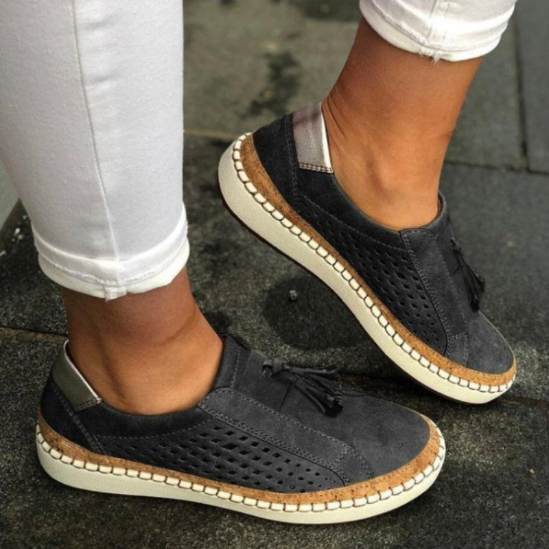 Selby - Women's Cushioned Knit Slip-On Shoes with Grip Sole - Black
