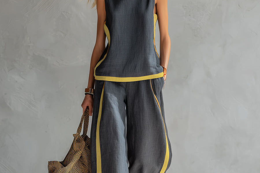Seraphine Contrast Trim Set - Gray