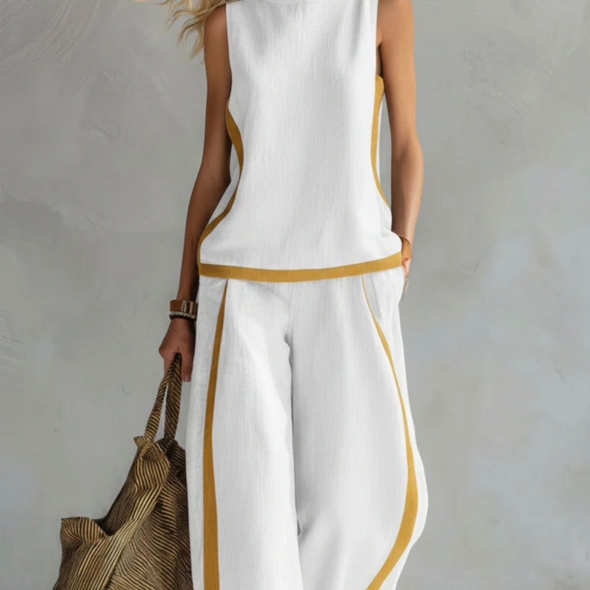 Seraphine Contrast Trim Set - Navy Blue