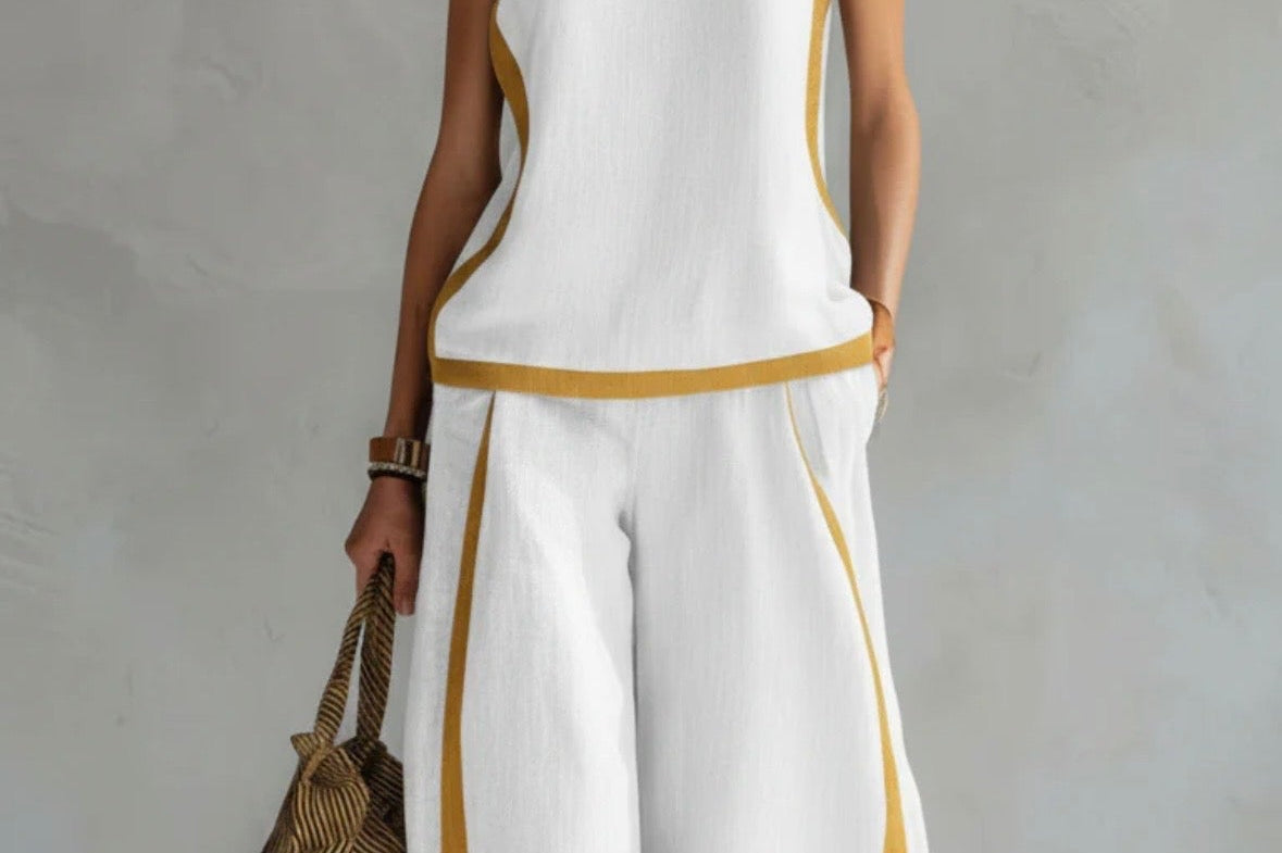 Seraphine Contrast Trim Set - Navy Blue