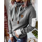 Shea - Women's Hooded Sweatshirt with Drawstring Waist and Pockets - Gray