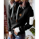 Shea - Women's Hooded Sweatshirt with Drawstring Waist and Pockets - Black