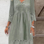 Sian - Women's Lace Midi Cocktail Dress with Soft Lining - Green
