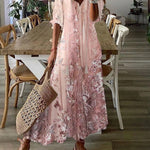 Sian - Women's Lace Midi Cocktail Dress with Soft Lining - Pink