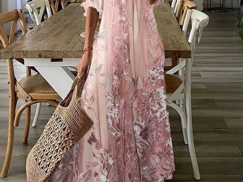 Sian - Women's Lace Midi Cocktail Dress with Soft Lining - Pink