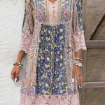 Sian - Women's Lace Midi Cocktail Dress with Soft Lining - Pink and Blue