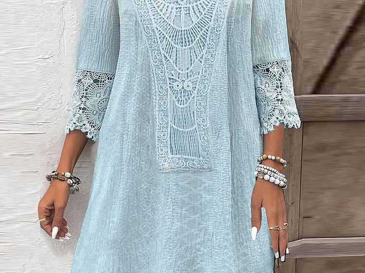 Sian - Women's Lace Midi Cocktail Dress with Soft Lining