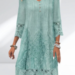 Sian - Women's Lace Midi Cocktail Dress with Soft Lining - Teal