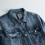 Silas - Men's Classic Blue Denim Jacket with Button Front