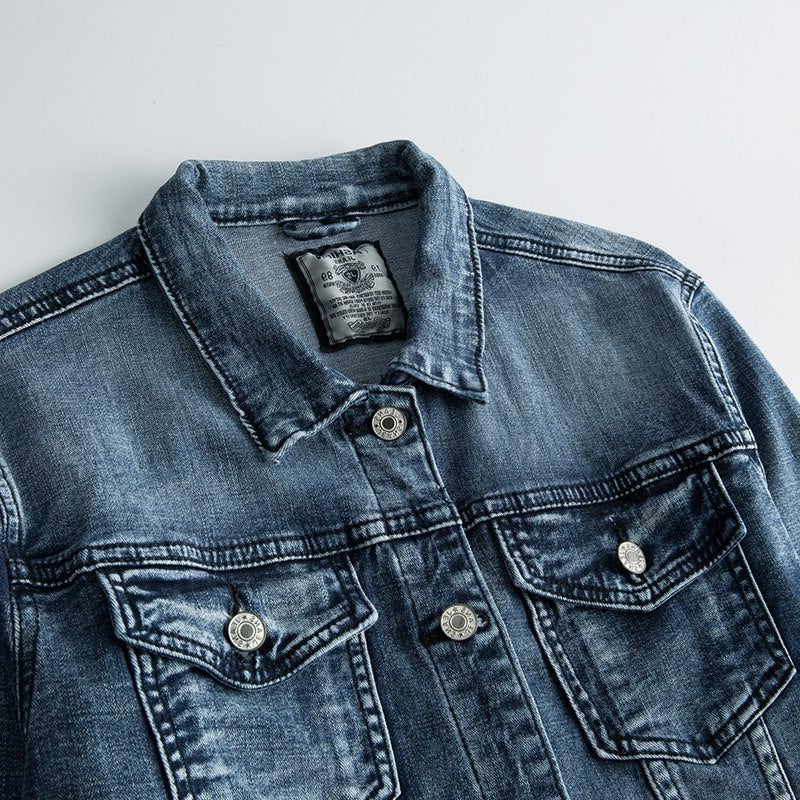 Silas - Men's Classic Blue Denim Jacket with Button Front